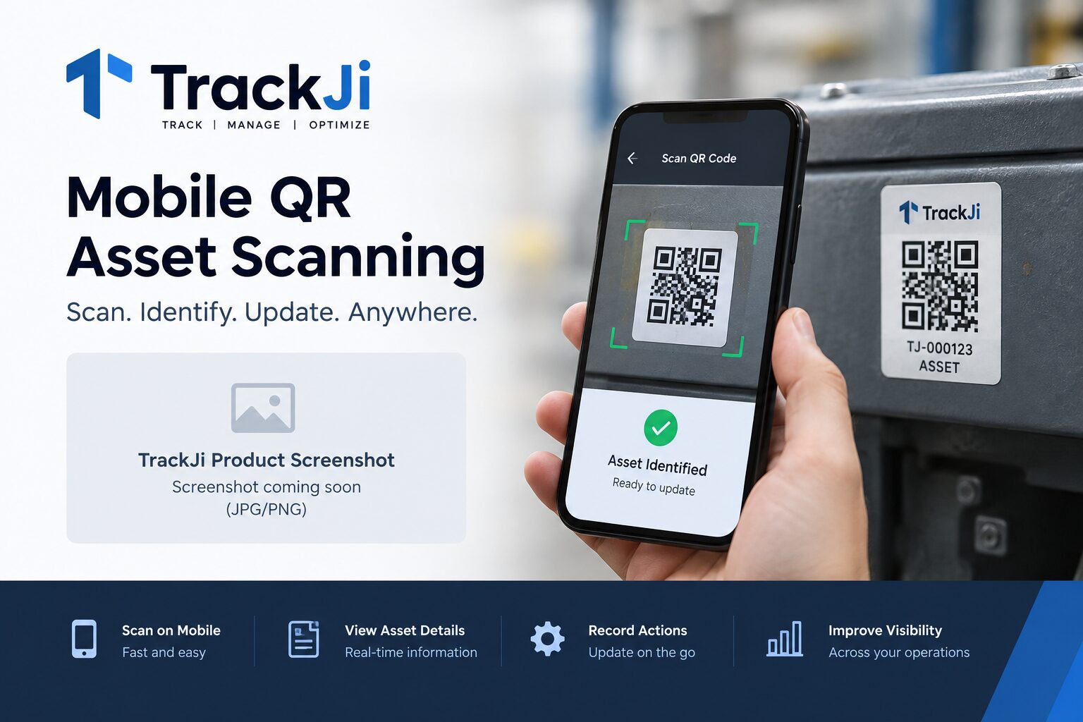 TrackJi mobile QR scanning for industrial equipment and asset tracking